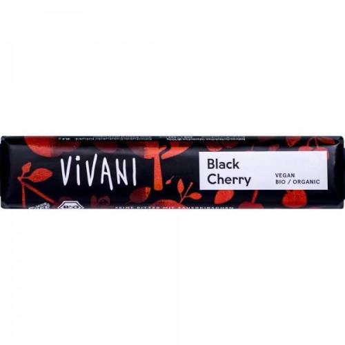 Baton de ciocolata amaruie cu visine, eco-bio, 35g - Vivani