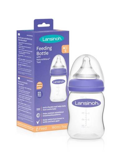 Biberon cu tetina din silicon 0 luni+, 160ml, Lansinoh