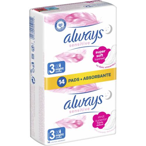 Absorbante Ultra Sensitive Night, 14 bucati, Always
