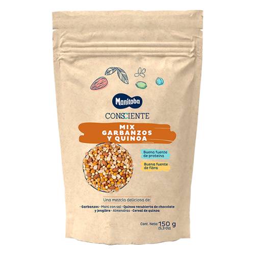 Mix de naut arahide migdale si quinoa invelita in ciocolata, 150g, Manitoba