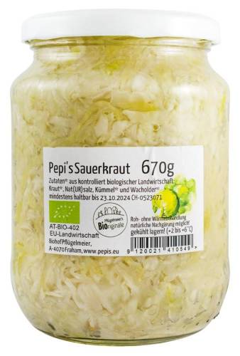 Varza murata - reteta traditionala - borcan sticla, eco-bio, 670 g, Pepi`s Sauerkraut