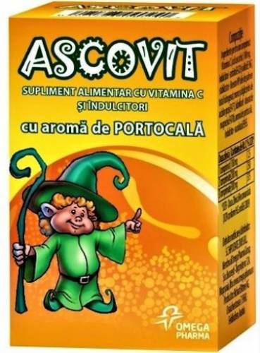Ascovit 100mg cu aroma de portocale - 60 comprimate masticabile