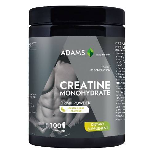 Creatina monohidrata cu aroma de lemon-twist, 450g, Adams Vision
