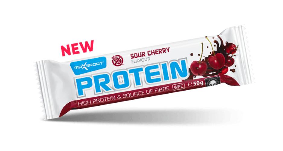 Baton proteic cu visine fara gluten, 50g, Maxsport