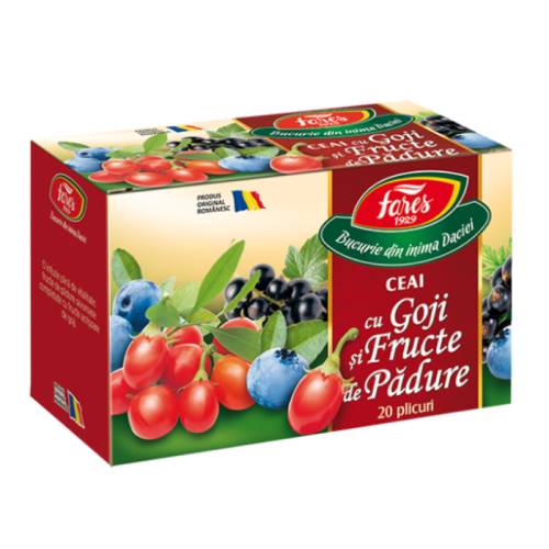 Ceai Aromofruct de goji cu fructe de padure, 20 plicuri, Fares