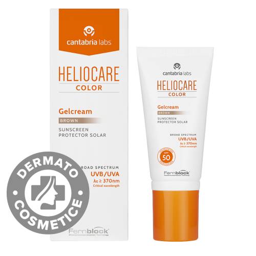 Gel crema protectie solara cu SPF50+ Color Brown Heliocare, 50ml, Cantabria Labs