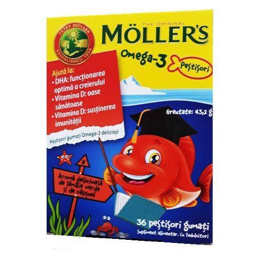 OMEGA 3 PESTISOR JELEURI capsuni, 36 buc, MOLLERS