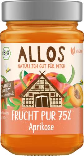 Dulceata de caise cu sirop de agave, 75% fruct, eco-bio, 250 ml, Allos