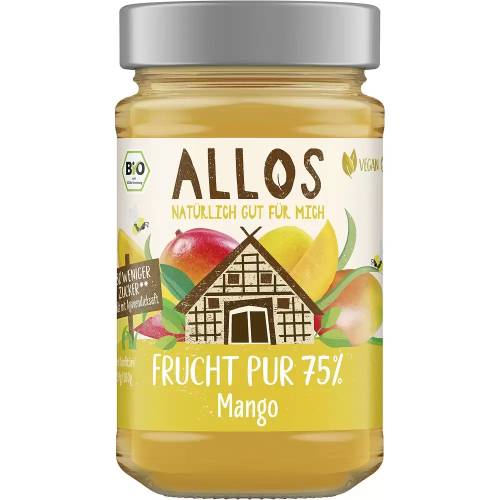 Dulceata de mango cu sirop de agave, 75% fruct, eco-bio, 250 ml, Allos