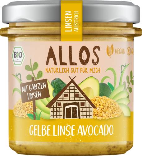 Crema tartinabila cu linte galbena si avocado, eco-bio, 135 g, Allos