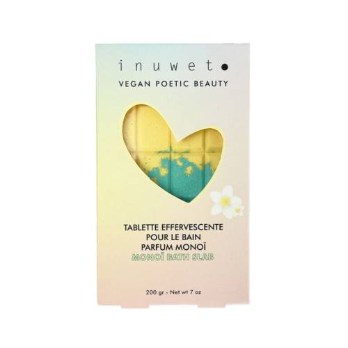 Tableta efervescenta pentru baie in forma de ciocolata cu parfum de monoi, 200g, Inuwet