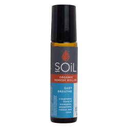Roll-on cu uleiuri esentiale pure organice Ecocert respiratie usoara Breathe, 10ml, Soil