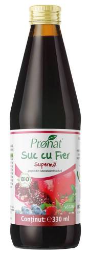 Suc de fructe cu fier Supermix, eco-bio, 330 ml, Medicura