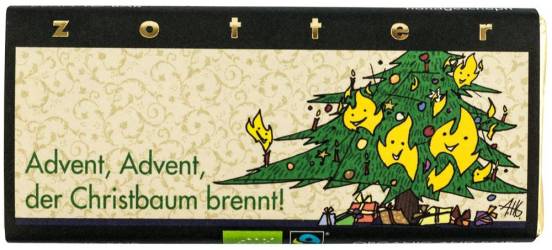 Ciocolata facuta manual - editie de Craciun - Advent, eco-bio, 70 g, ZOTTER