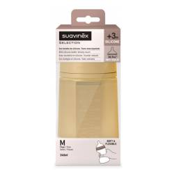 Biberon din silicon SX Pro Colour Essence, debit mediu, mustar, 240ml, Suavinex