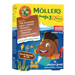 Pestisori gumati cu Omega-3, aroma cola, 36 jeleuri, Moller's