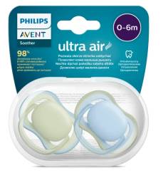 Avent SCF085/21 Suzete Ultra Air 0 - 6 luni verde/albastru 2 bucati
