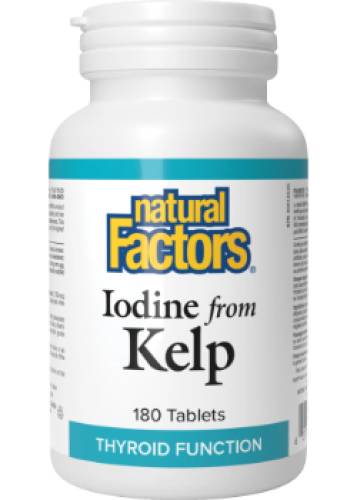 Iodine from Kelp - iod natural din alge, 180 capsule - Natural Factors