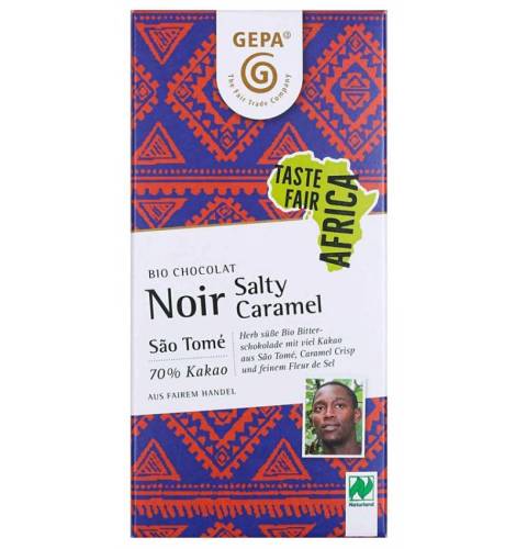 Ciocolata neagra 70% cacao, cu caramel sarat, eco-bio si fairtrade, 80 g, Gepa