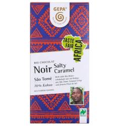 Ciocolata neagra 70% cacao, cu caramel sarat, eco-bio si fairtrade, 80 g, Gepa