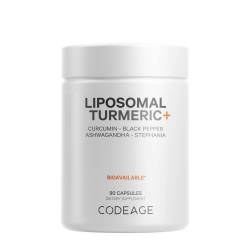 Turmeric Lipozomal Fermentat + Piper Negru, Curcumin Si Ghimbir, 90 capsule - Codeage  - GNC