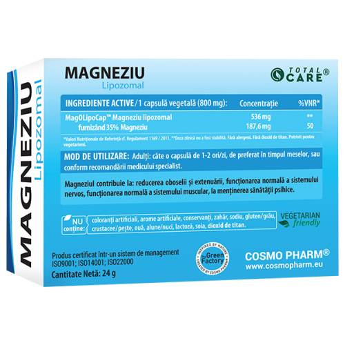 Magneziu Lipozomal, 30 capsule, Cosmo Pharm