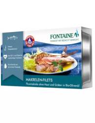 File de macrou fara piele si oase, in ulei de masline, 125 g, Fontaine
