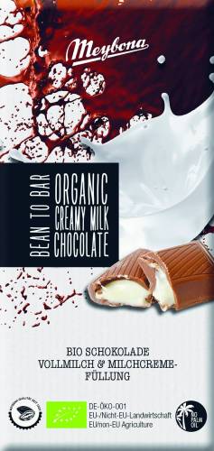 Ciocolata cu lapte si crema de lapte, eco-bio, 100 g, Meybona