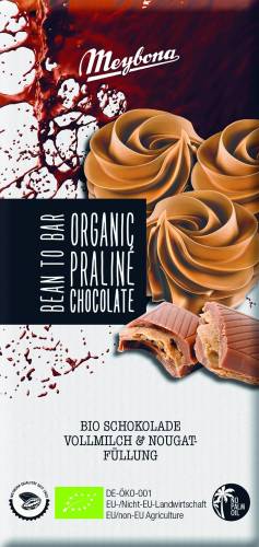 Ciocolata cu lapte si crema de praline, eco-bio, 100 g, Meybona