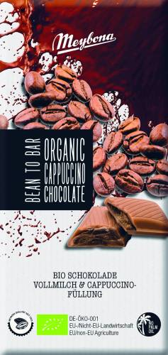 Ciocolata cu lapte si crema de cappuccino, eco-bio, 100 g, Meybona