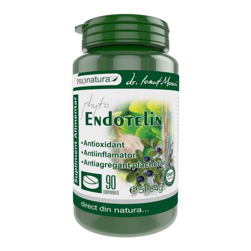 Phyto Endotelin, ajuta la mentinerea integritatii endoteliului vascular, 90 capsule, Medica - Pro Natura