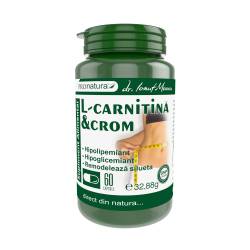 L-Carnitina cu Crom, ajuta la arderea grasimilor, 60 capsule, Pro Natura
