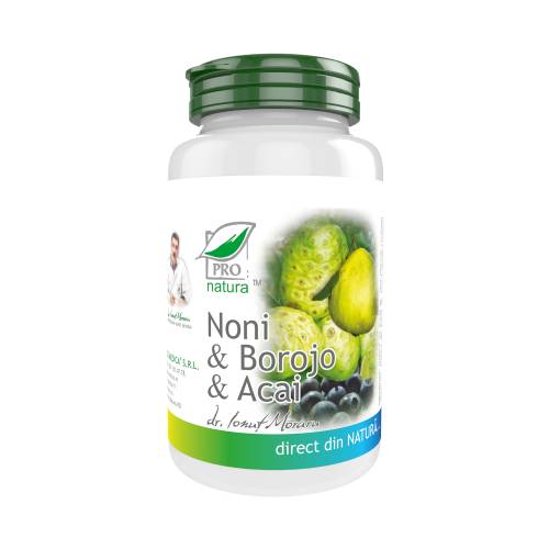Noni, Borojo si Acai, ajuta la regenerarea tesuturilor, 60 capsule, Medica - Pro Natura