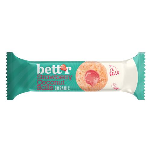 Bilute cu umplutura de capsuni si cocos, eco-bio, 3 x 15 g, Bettr