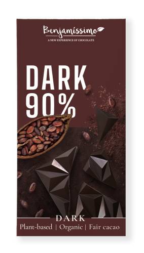 Ciocolata neagra 90% cacao, eco-bio, 60g, Benjamissimo