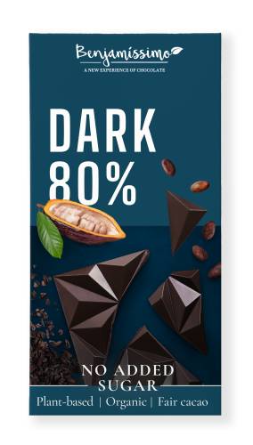 Ciocolata neagra 80% cacao, eco-bio, 60g, Benjamissimo
