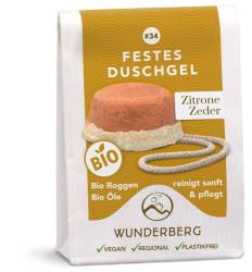 Gel de dus solid cu lamaie si cedru, eco-bio, 80 g, Wunderberg