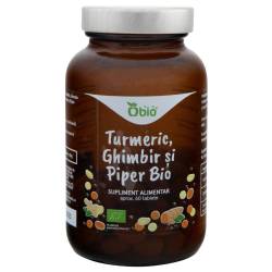 Turmeric, Ghimbir si Piper, eco-bio, 60 tablete (30g), Obio