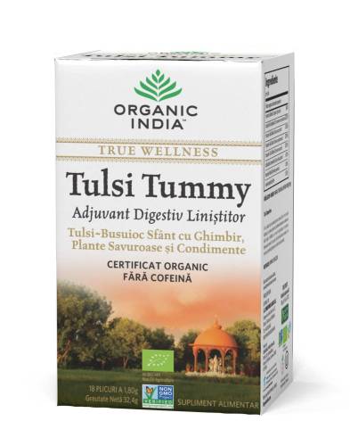 Ceai Digestiv Tulsi Tummy - Digestiv cu Plante Linistitoare si Condimente,18pl - ORGANIC INDIA