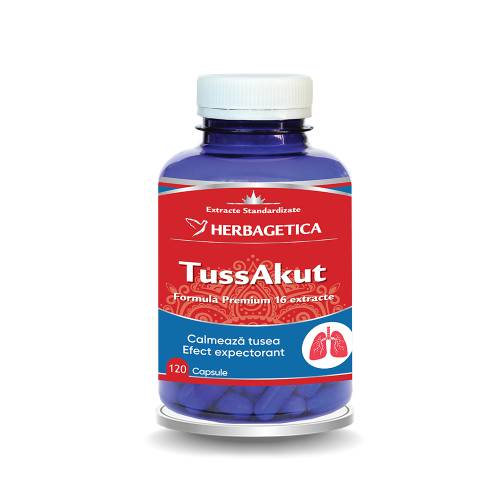 TUSSAKUT, calmeaza tusea, usureaza expectoratia, 120 capsule, Herbagetica