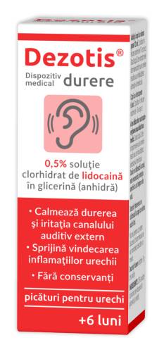 Picaturi pentru urechi cu Lidocaina 0.5% Dezotis, 7g, Zdrovit