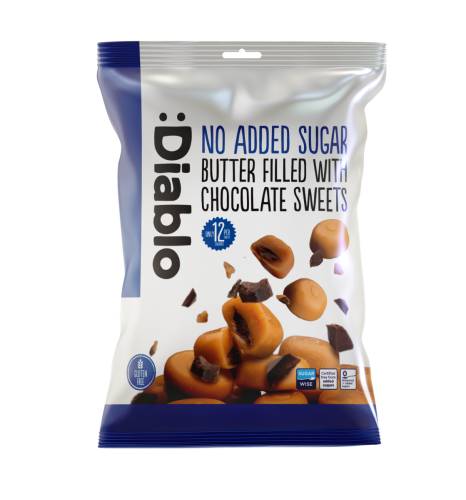 Drosuri fara zahar cu unt si umplutura de ciocolata, 75g, Diablo