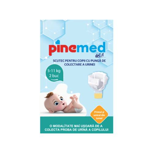 Scutec pentru bebelusi cu punga pentru colectarea urinei 5-11kg M, 2 bucati, PineMed