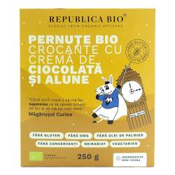 Pernute Bio crocante cu crema de ciocolata si alune, fara gluten, 250g, Republica Bio