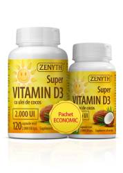 Pachet Supervitamina D3 , 120 capsule + 30 capsule, Zenyth