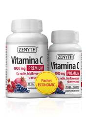 Pachet Vitamina C Rodie Premium , 60 + 30 capsule, Zenyth