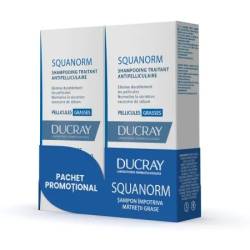 Pachet Sampon Anti-Matreata Grasa Squanorm 2x200 ml, Ducray