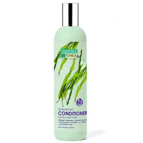 Balsam de par cu acid hialuronic aloe vera si alge marine Aqua Boost, 400ml, Natura Estonica