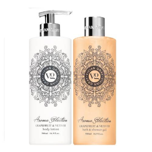 Set gel dus si Lotiune corp Grapefruit&Vetiver, 2x500ml, Vivian Gray