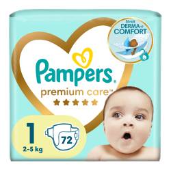 Scutece Premium Care, marimea 1, 2-5kg, 72 bucati, Pampers